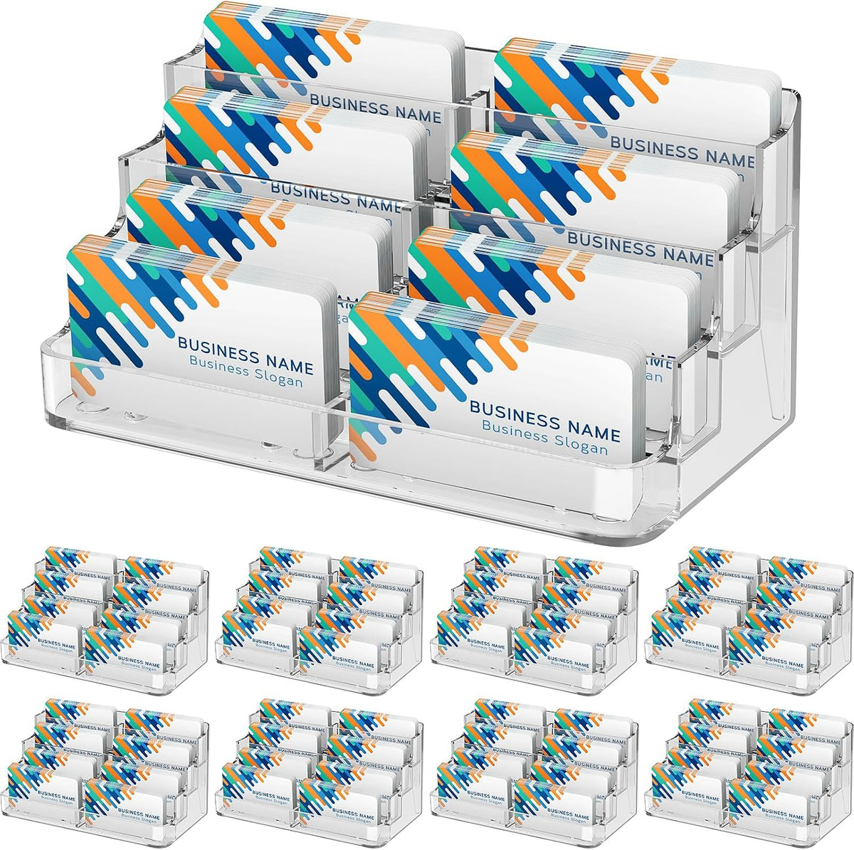 Acrylic Business Card Holder, Desktop Card Display Stand, 8 Pockets