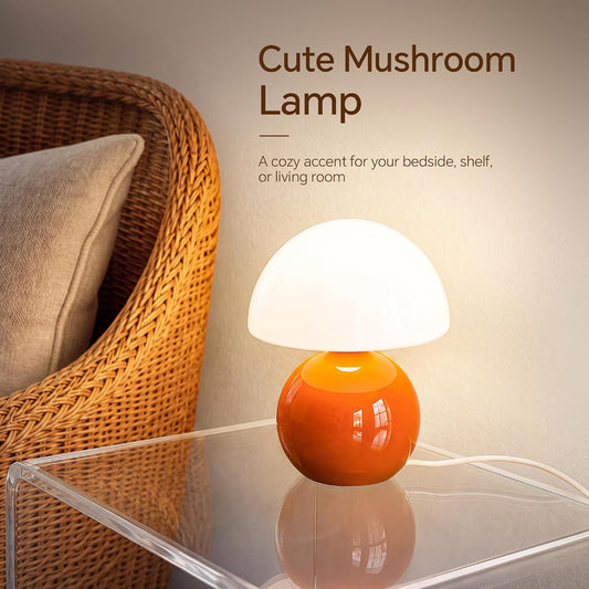 Mushroom Lamp Table Lamp for Bedroom-Small Desk Table Lamps,Orange