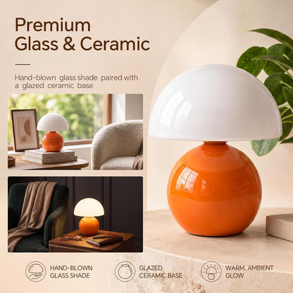 Mushroom Lamp Table Lamp for Bedroom-Small Desk Table Lamps,Orange