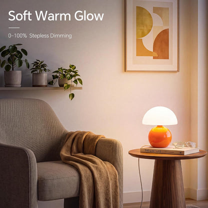 Mushroom Lamp Table Lamp for Bedroom-Small Desk Table Lamps,Orange