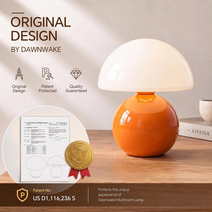 Mushroom Lamp Table Lamp for Bedroom-Small Desk Table Lamps,Orange