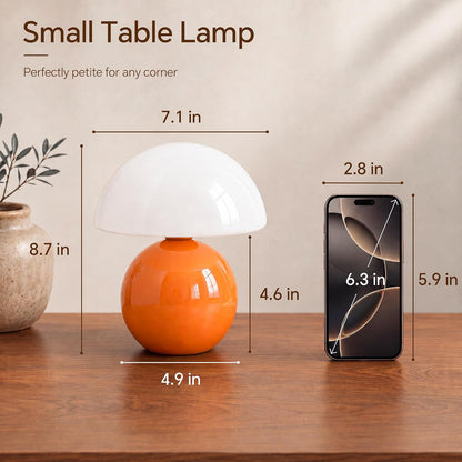 Mushroom Lamp Table Lamp for Bedroom-Small Desk Table Lamps,Orange