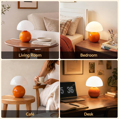 Mushroom Lamp Table Lamp for Bedroom-Small Desk Table Lamps,Orange