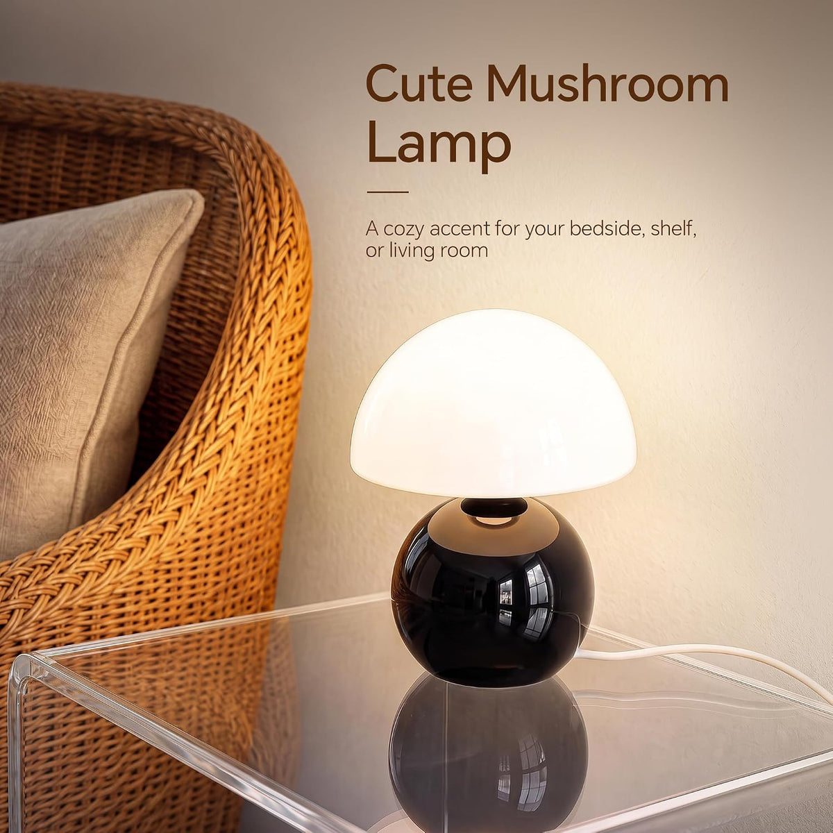 Mushroom Lamp Table Lamp for Bedroom-Small Desk Table Lamps,Orange