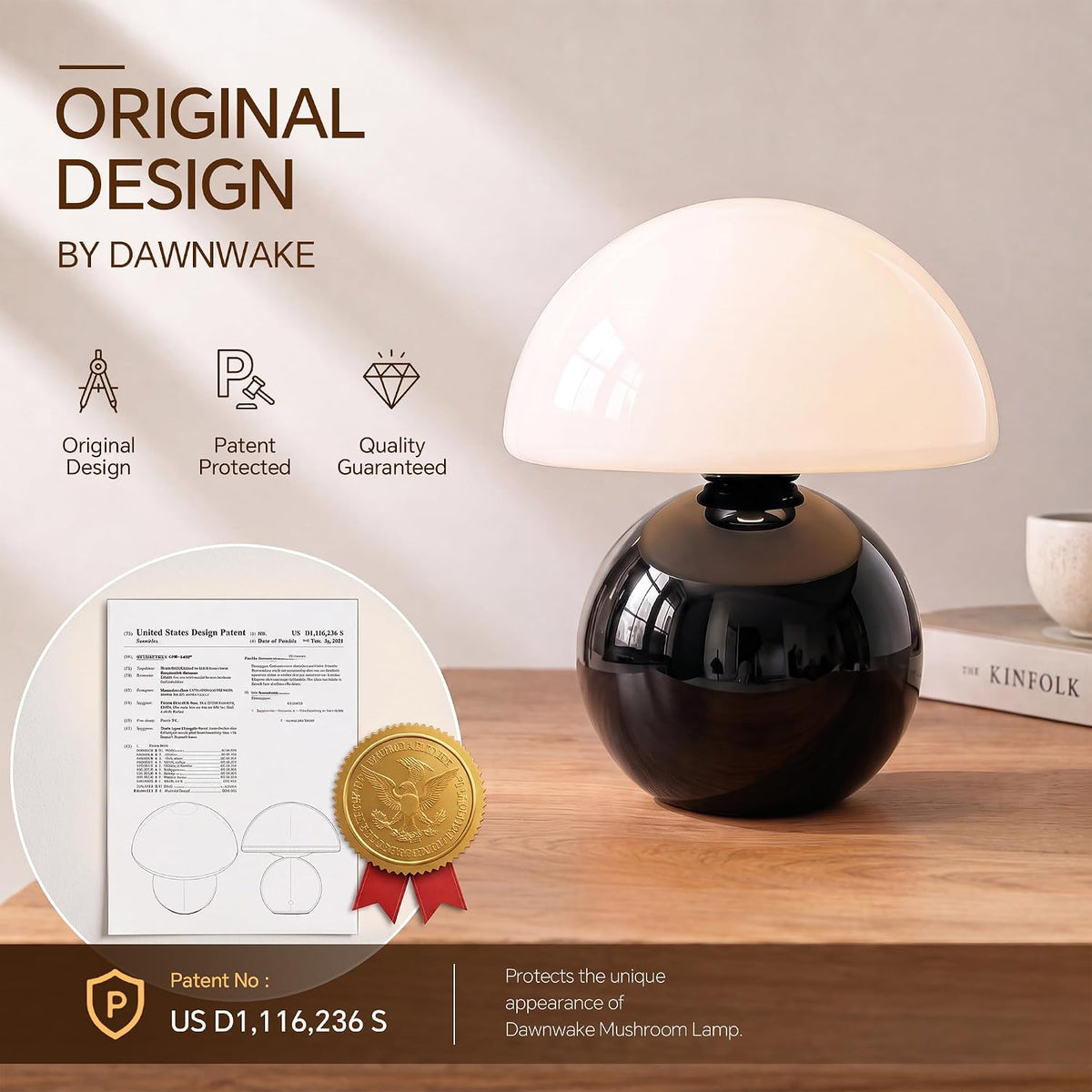 Mushroom Lamp Table Lamp for Bedroom-Small Desk Table Lamps,Orange
