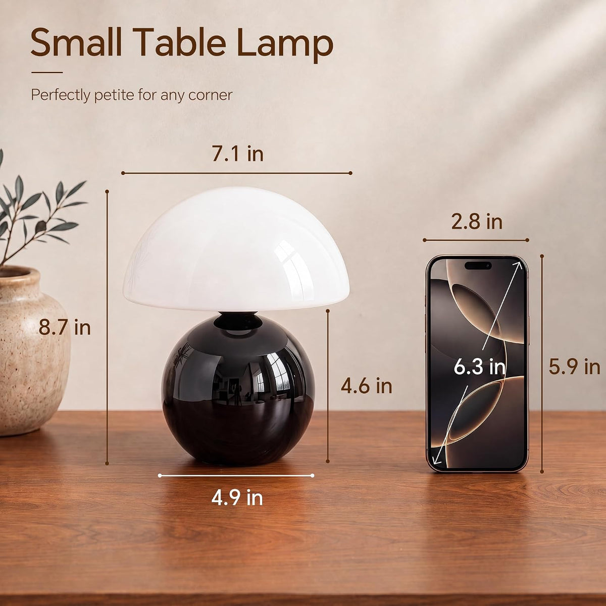 Mushroom Lamp Table Lamp for Bedroom-Small Desk Table Lamps,Orange