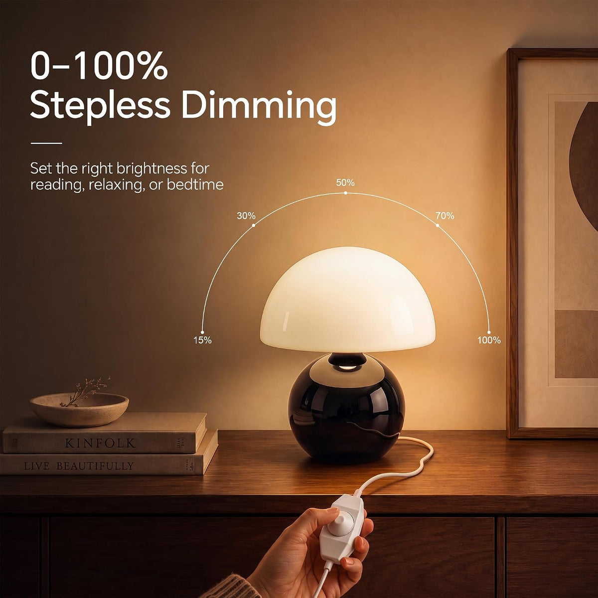 Mushroom Lamp Table Lamp for Bedroom-Small Desk Table Lamps,Orange