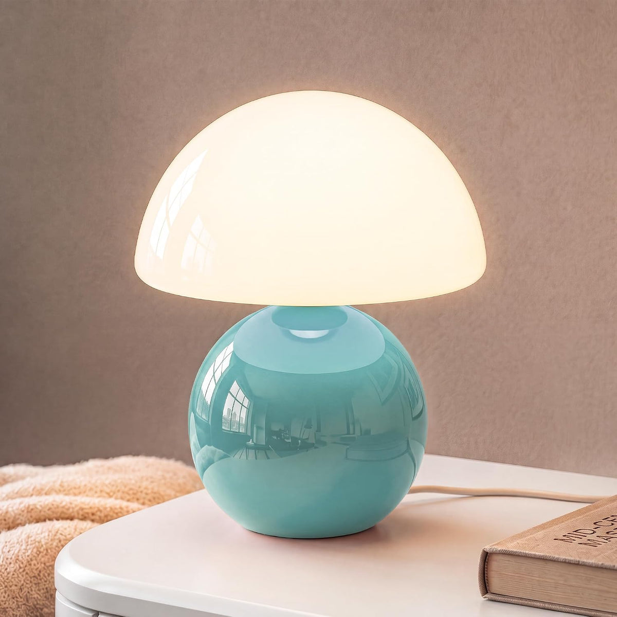 Mushroom Lamp Table Lamp for Bedroom-Small Desk Table Lamps,Orange