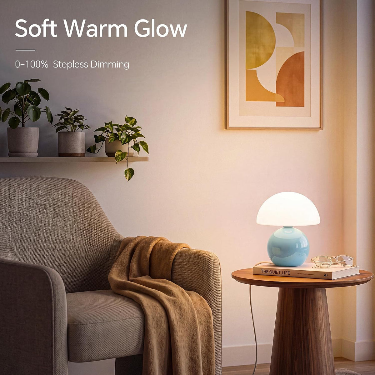 Mushroom Lamp Table Lamp for Bedroom-Small Desk Table Lamps,Orange