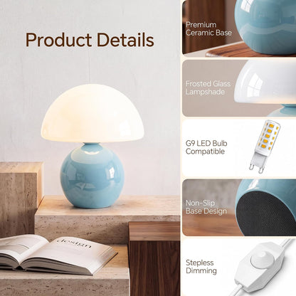 Mushroom Lamp Table Lamp for Bedroom-Small Desk Table Lamps,Orange