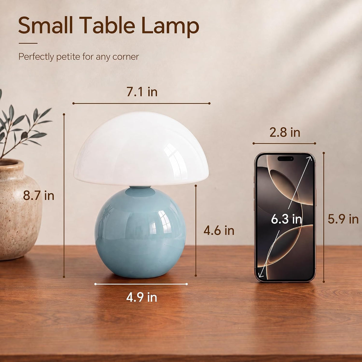 Mushroom Lamp Table Lamp for Bedroom-Small Desk Table Lamps,Orange