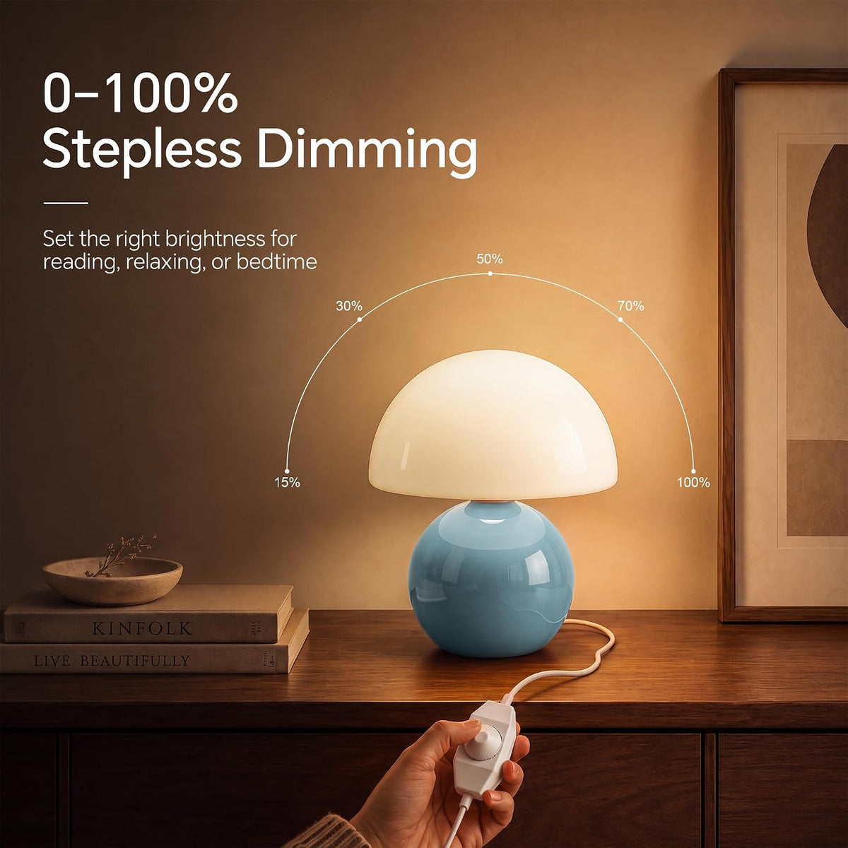 Mushroom Lamp Table Lamp for Bedroom-Small Desk Table Lamps,Orange