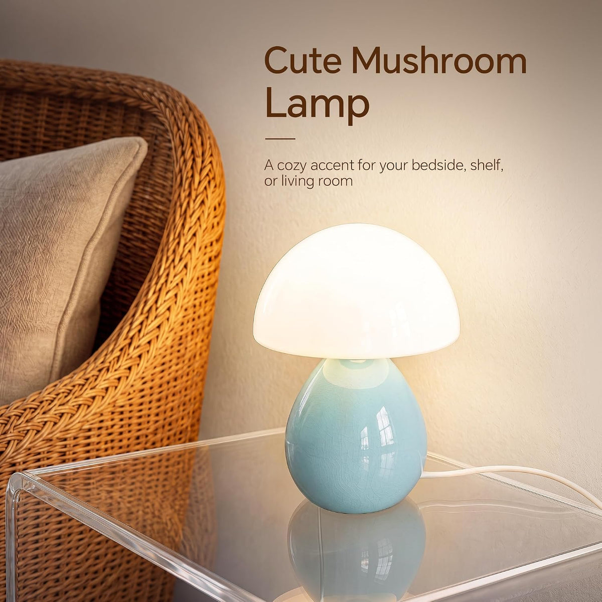 Mushroom Lamp Table Lamp for Bedroom-Small Desk Table Lamps,Orange
