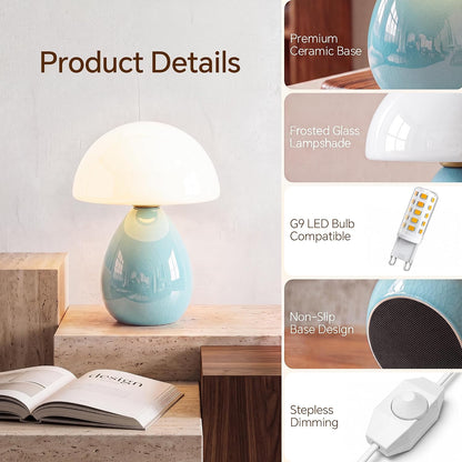 Mushroom Lamp Table Lamp for Bedroom-Small Desk Table Lamps,Orange