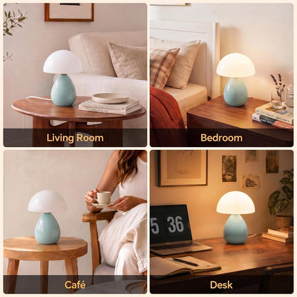 Mushroom Lamp Table Lamp for Bedroom-Small Desk Table Lamps,Orange