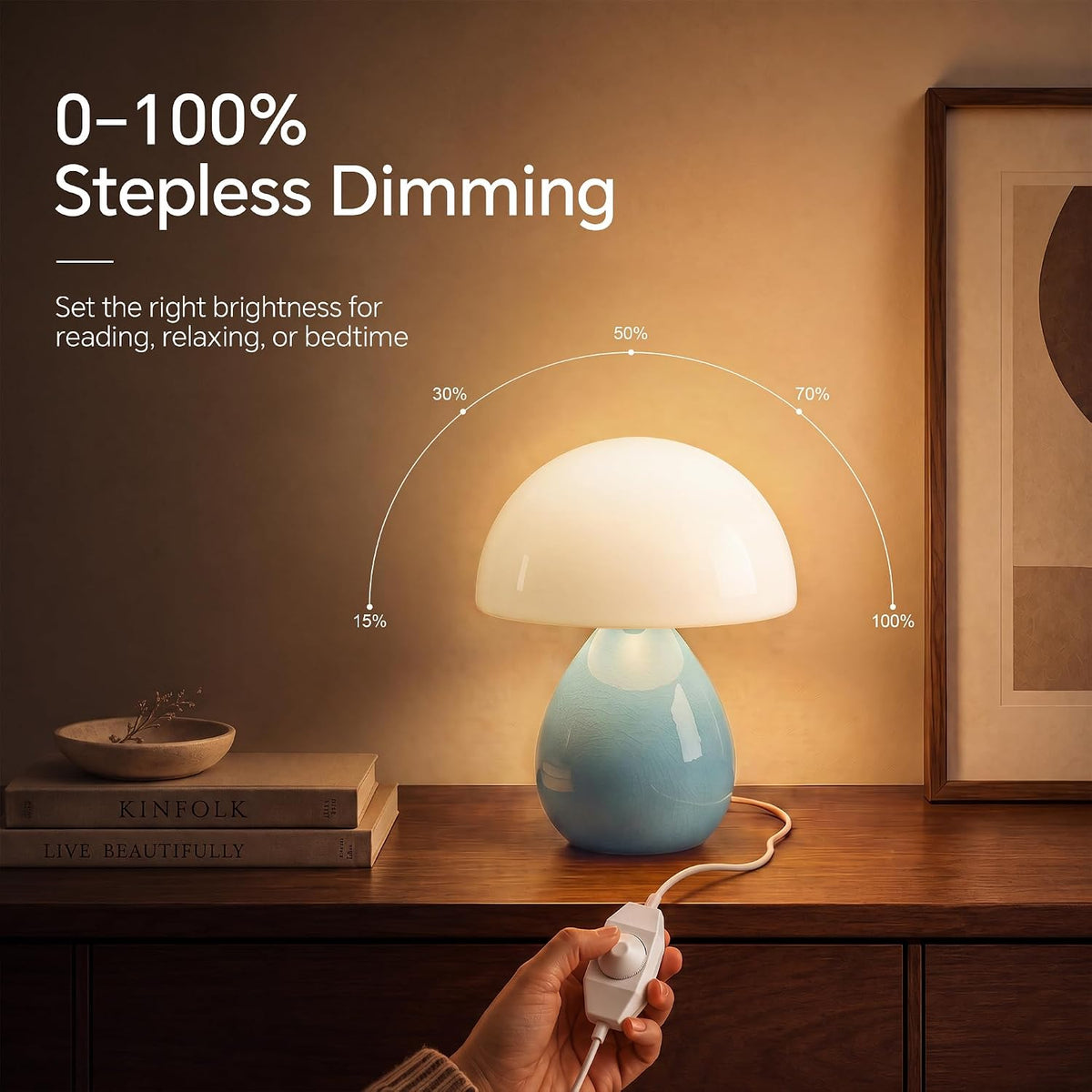 Mushroom Lamp Table Lamp for Bedroom-Small Desk Table Lamps,Orange