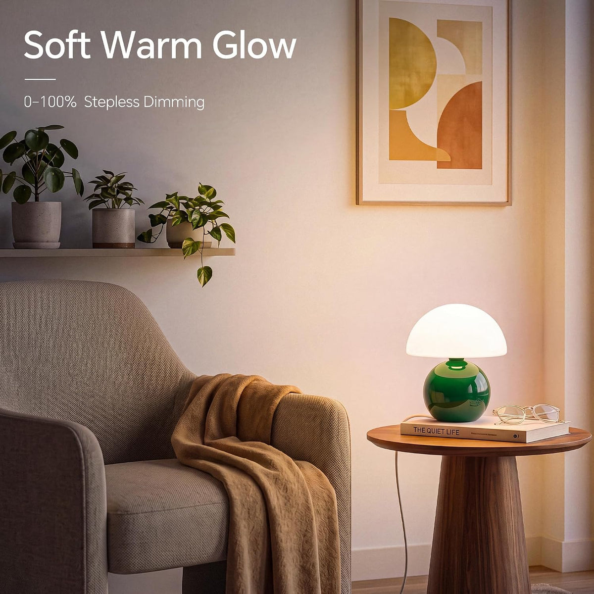 Mushroom Lamp Table Lamp for Bedroom-Small Desk Table Lamps,Orange