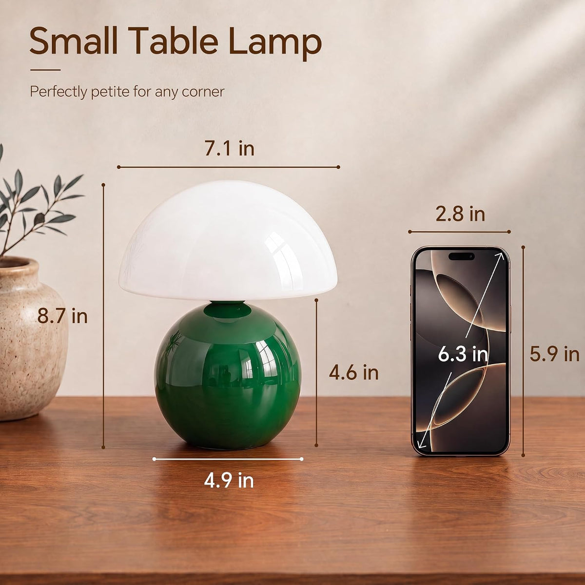 Mushroom Lamp Table Lamp for Bedroom-Small Desk Table Lamps,Orange