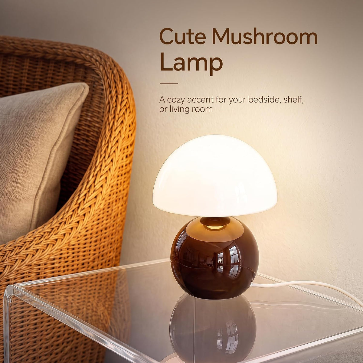 Mushroom Lamp Table Lamp for Bedroom-Small Desk Table Lamps,Orange
