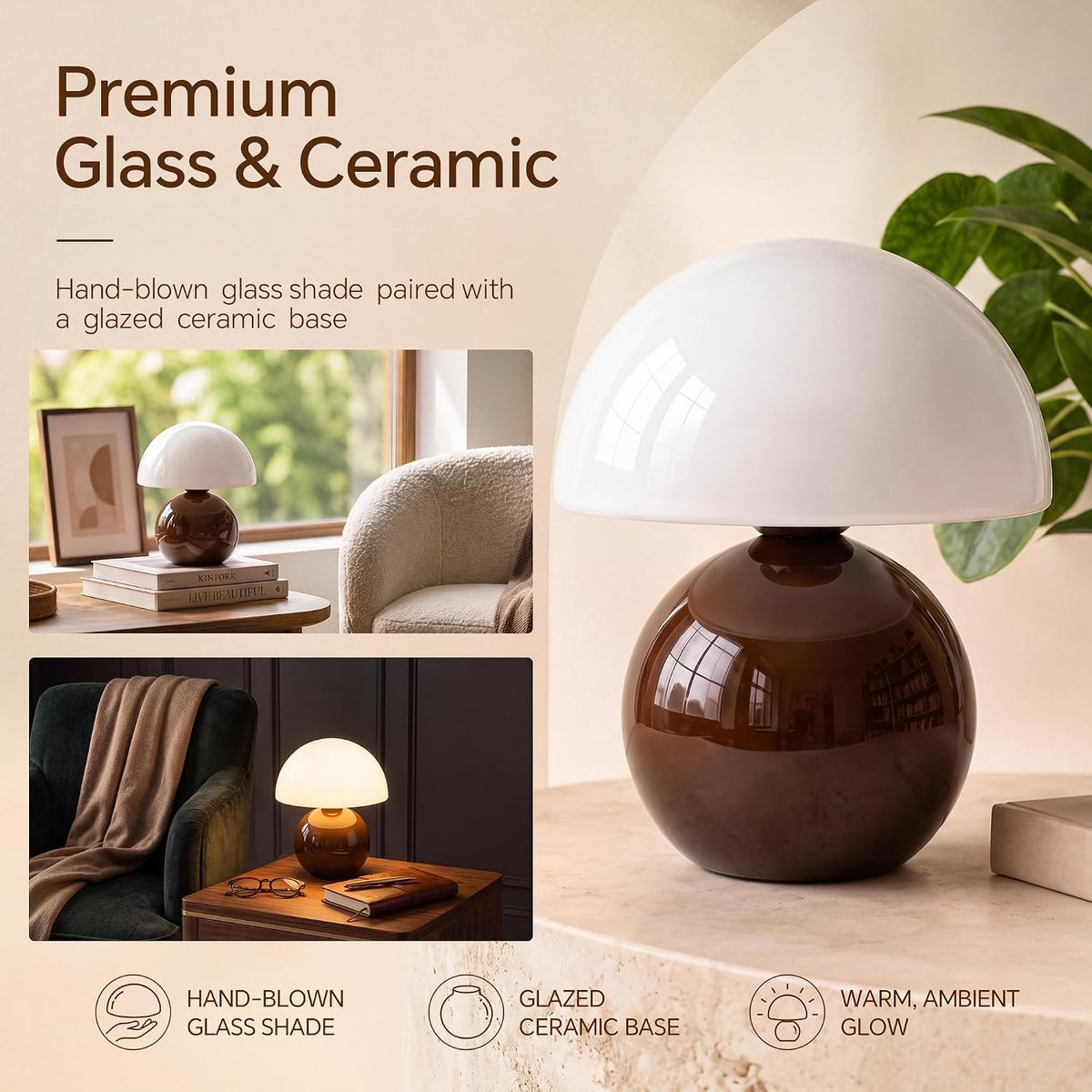 Mushroom Lamp Table Lamp for Bedroom-Small Desk Table Lamps,Orange