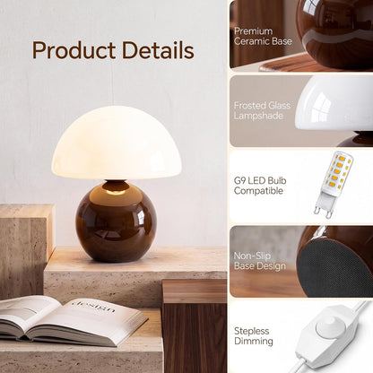 Mushroom Lamp Table Lamp for Bedroom-Small Desk Table Lamps,Orange