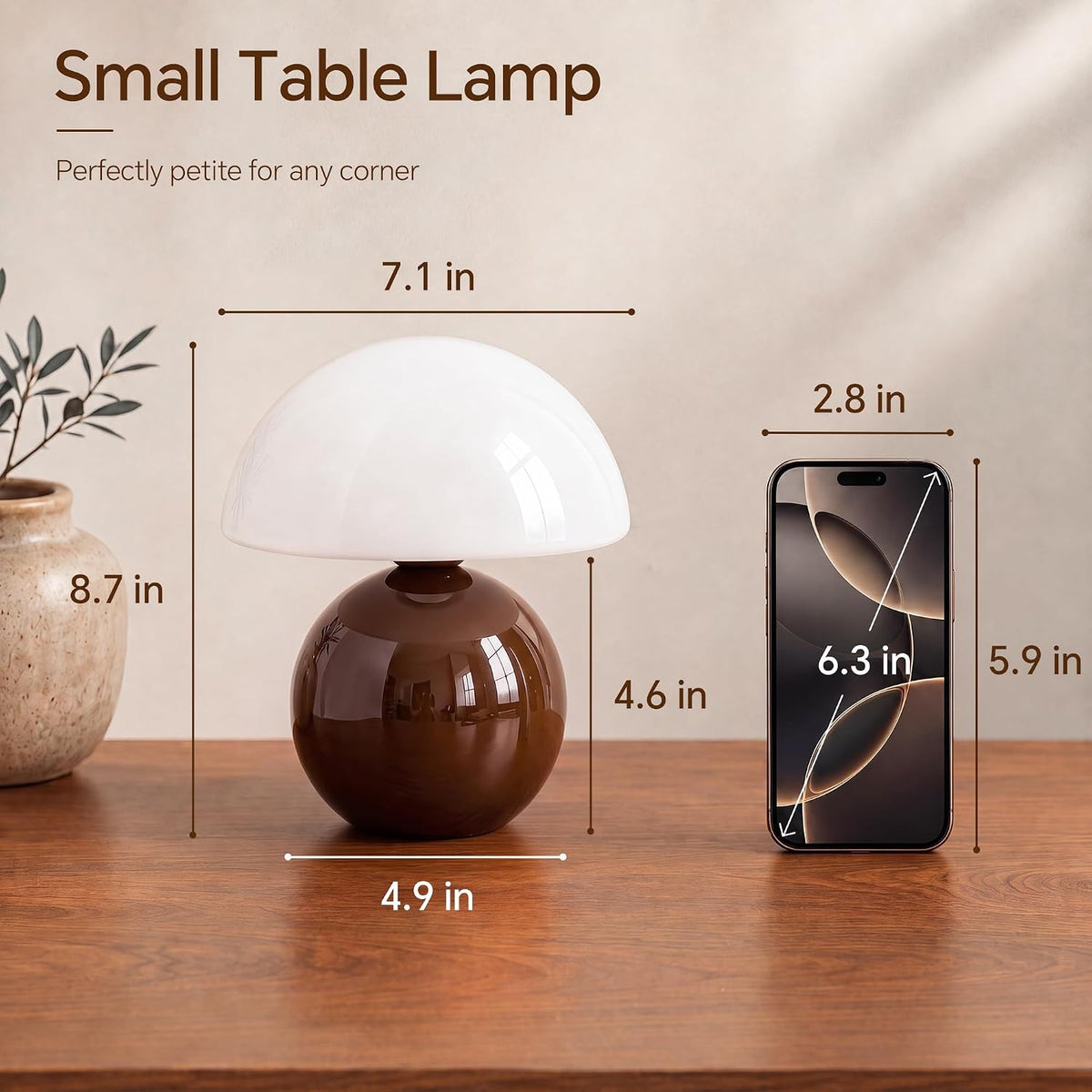 Mushroom Lamp Table Lamp for Bedroom-Small Desk Table Lamps,Orange