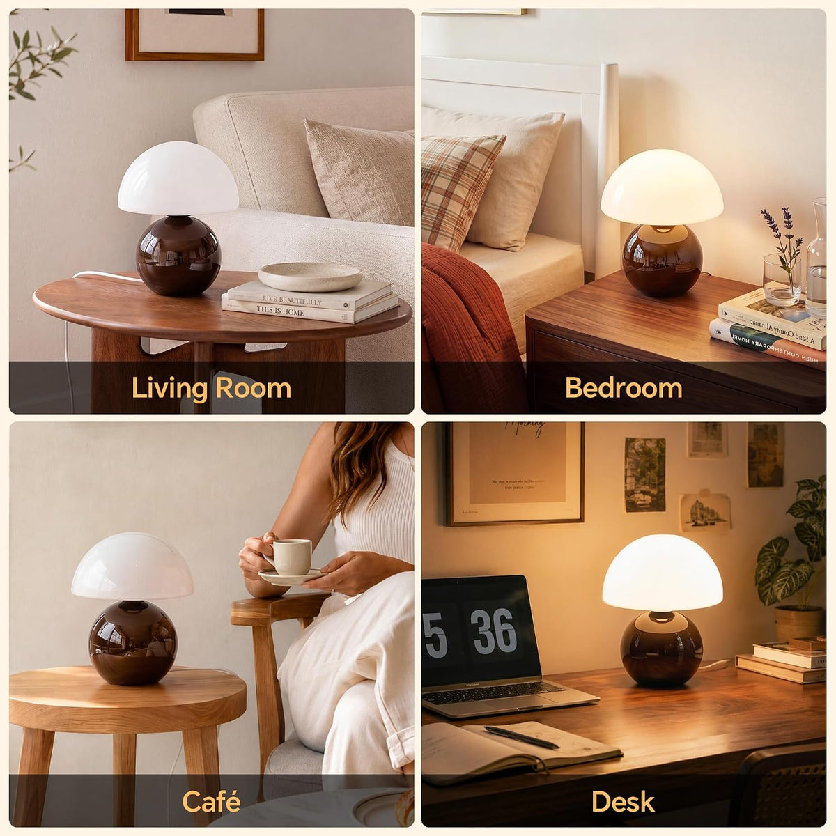 Mushroom Lamp Table Lamp for Bedroom-Small Desk Table Lamps,Orange