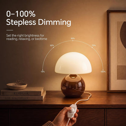 Mushroom Lamp Table Lamp for Bedroom-Small Desk Table Lamps,Orange