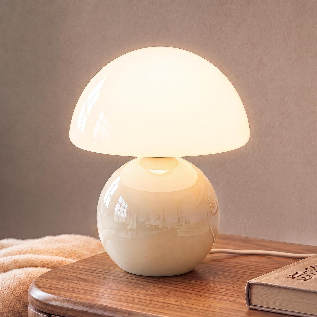 Mushroom Lamp Table Lamp for Bedroom-Small Desk Table Lamps,Orange