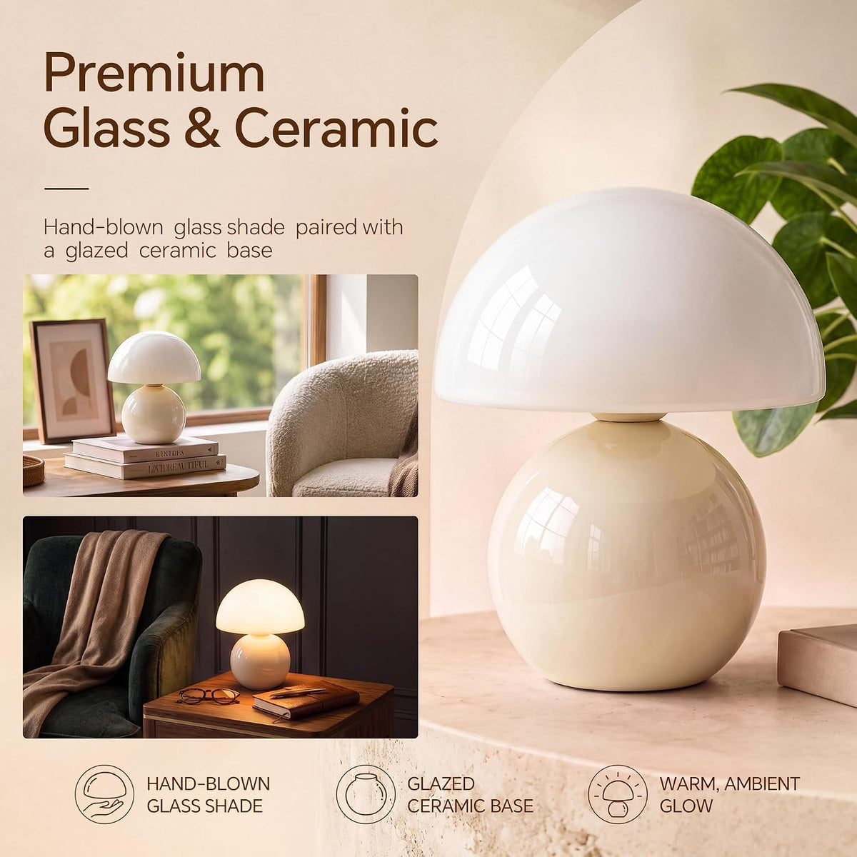 Mushroom Lamp Table Lamp for Bedroom-Small Desk Table Lamps,Orange