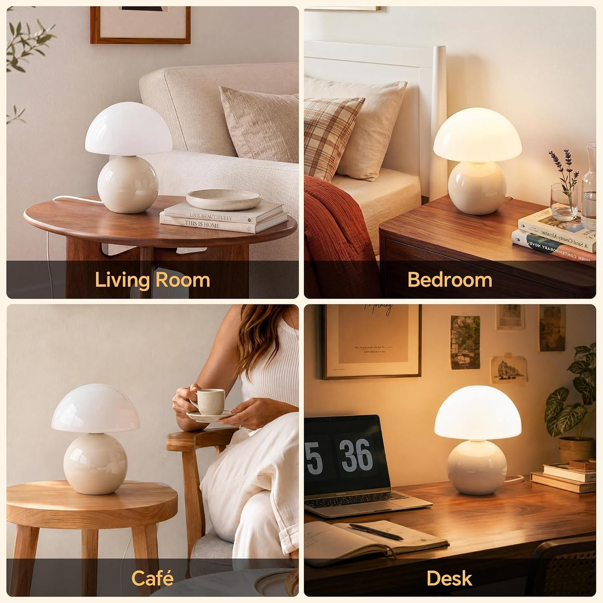 Mushroom Lamp Table Lamp for Bedroom-Small Desk Table Lamps,Orange
