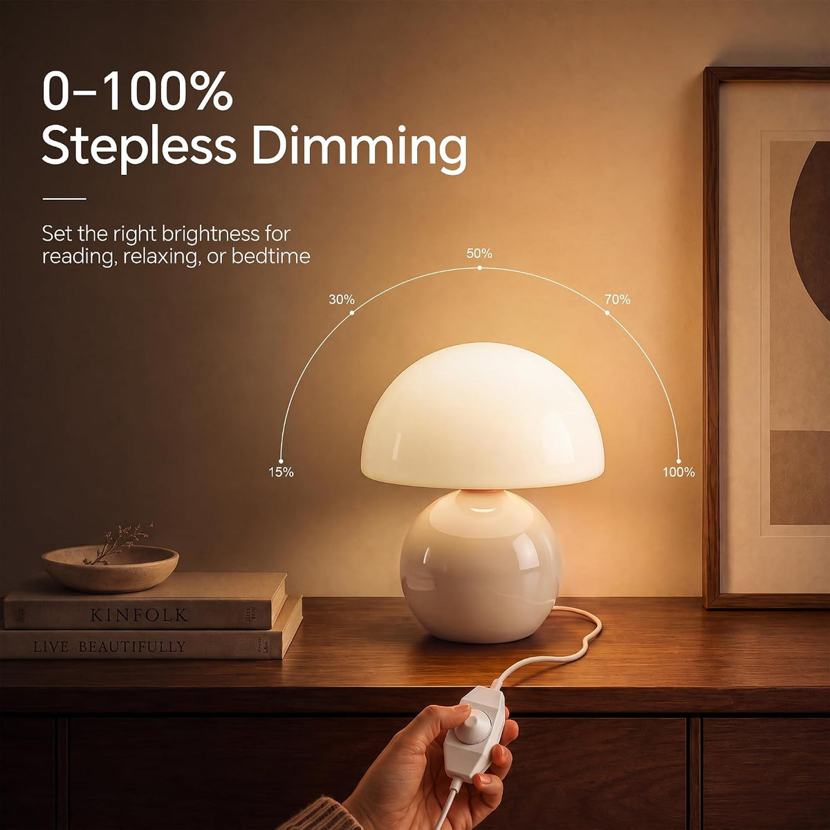 Mushroom Lamp Table Lamp for Bedroom-Small Desk Table Lamps,Orange