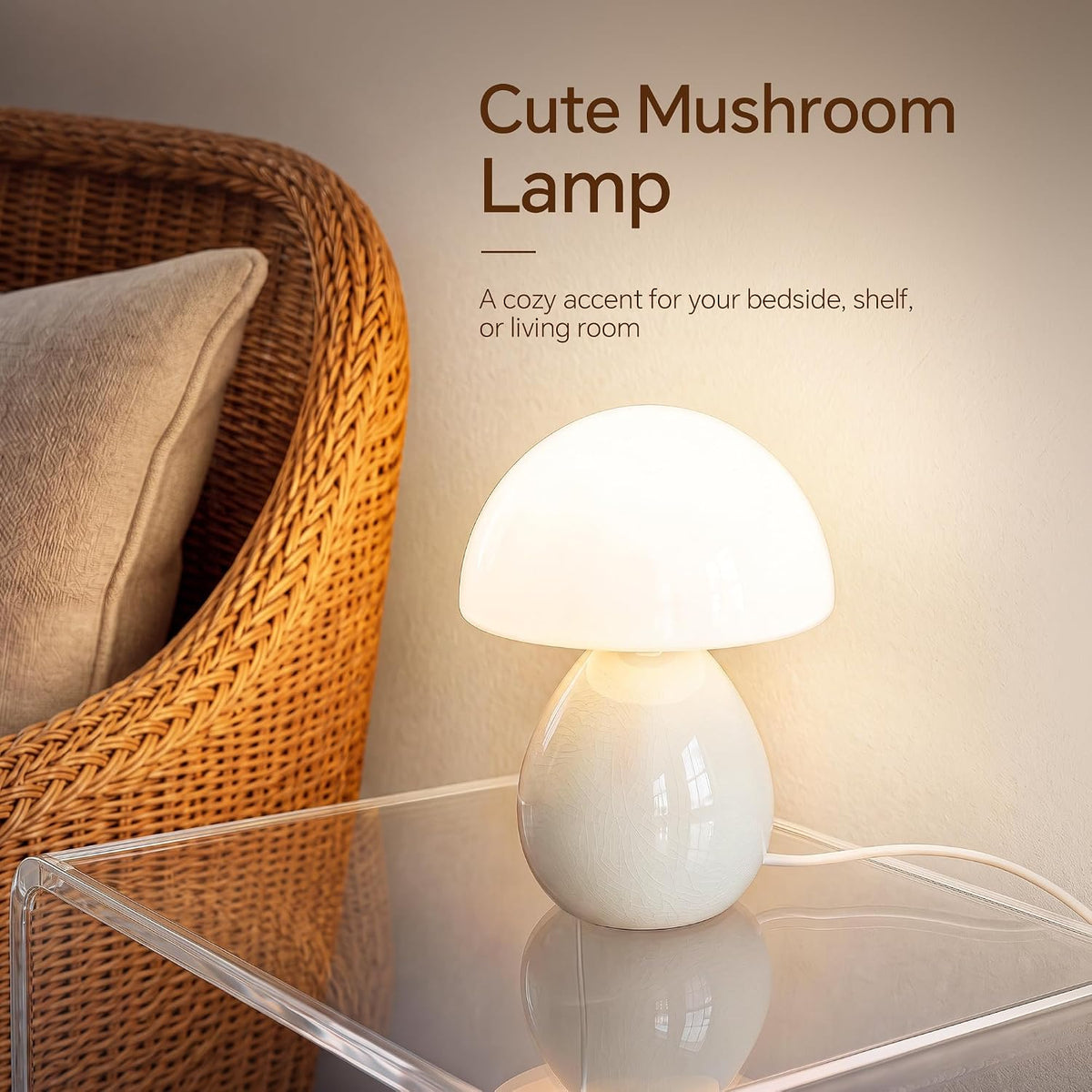 Mushroom Lamp Table Lamp for Bedroom-Small Desk Table Lamps,Orange