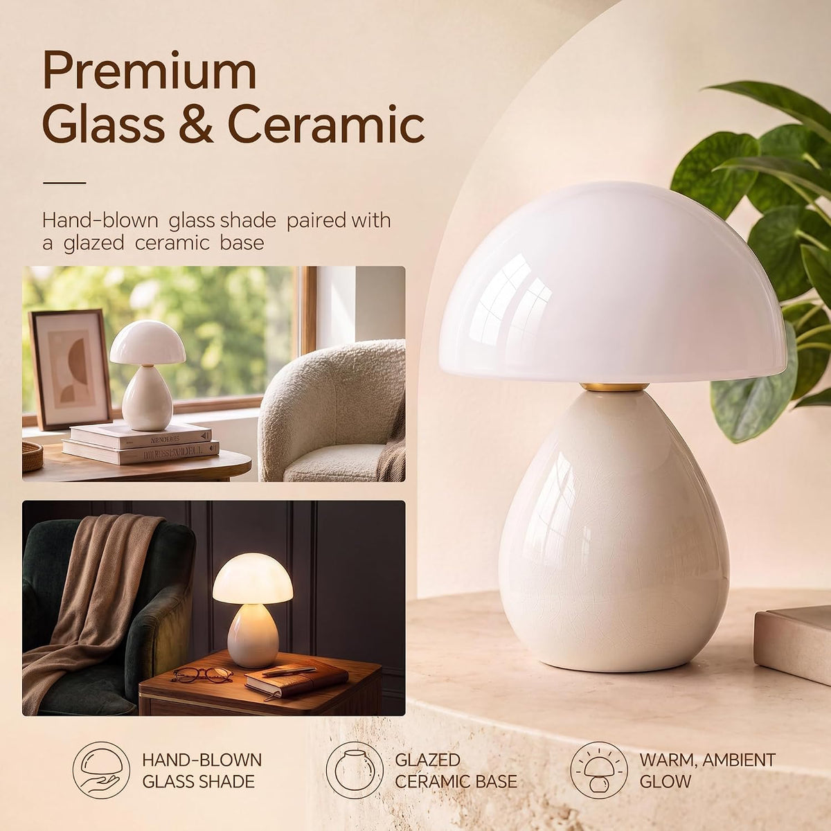 Mushroom Lamp Table Lamp for Bedroom-Small Desk Table Lamps,Orange