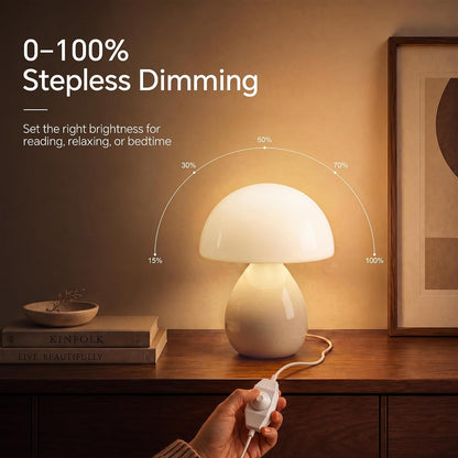 Mushroom Lamp Table Lamp for Bedroom-Small Desk Table Lamps,Orange