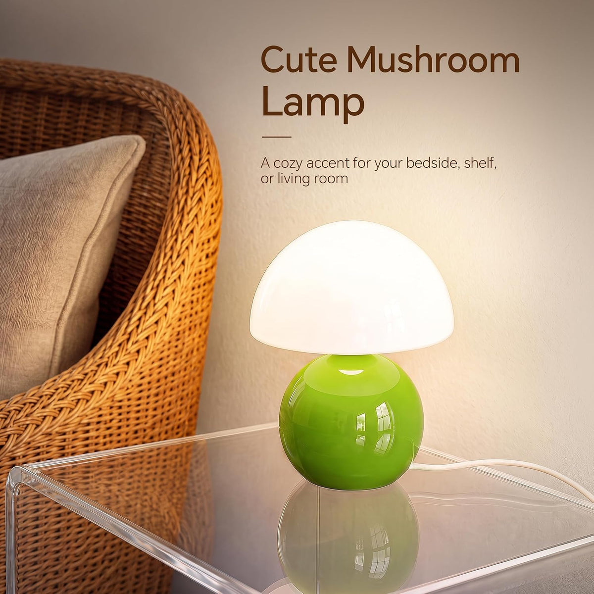 Mushroom Lamp Table Lamp for Bedroom-Small Desk Table Lamps,Orange