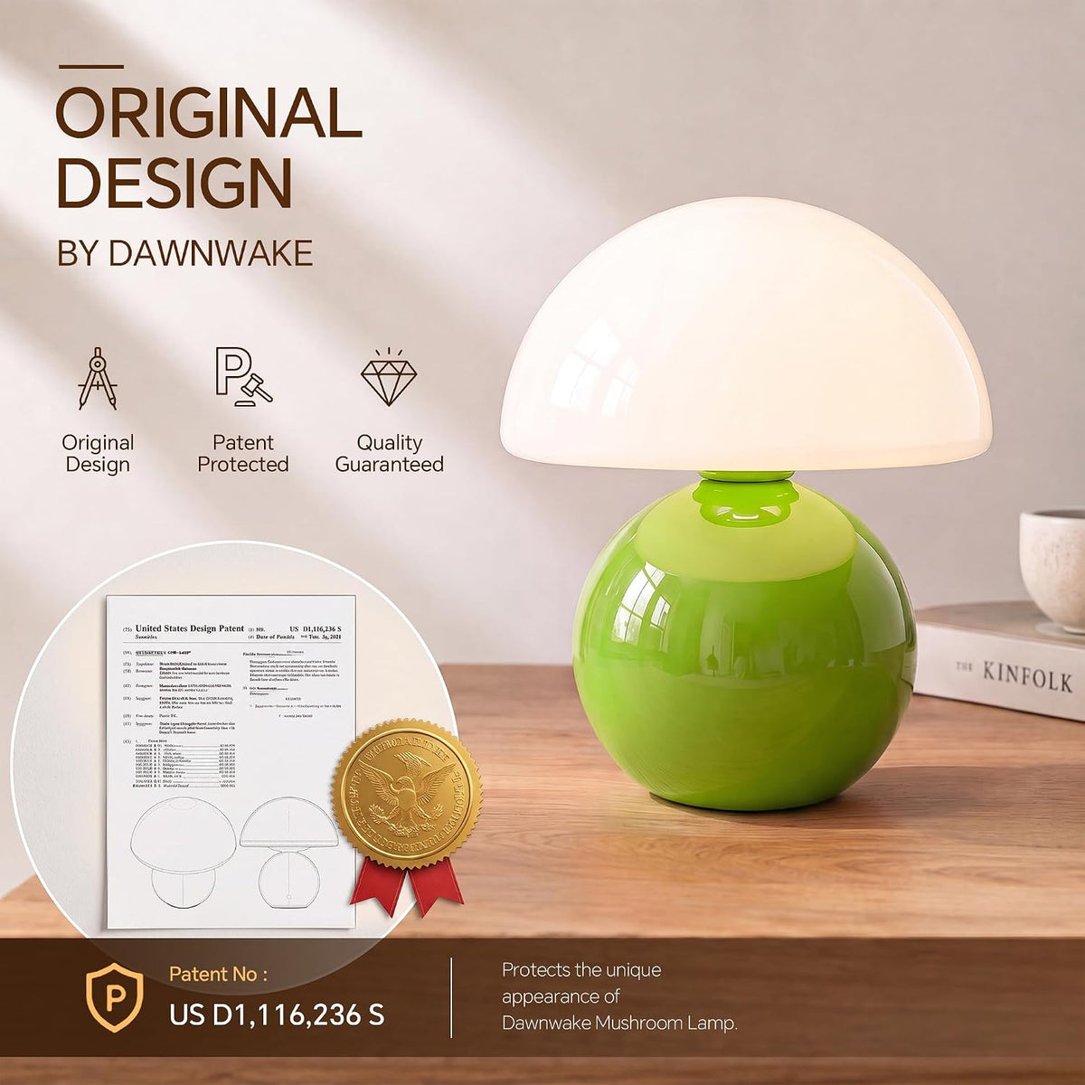 Mushroom Lamp Table Lamp for Bedroom-Small Desk Table Lamps,Orange