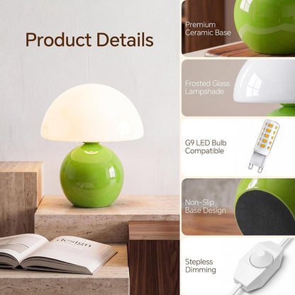 Mushroom Lamp Table Lamp for Bedroom-Small Desk Table Lamps,Orange
