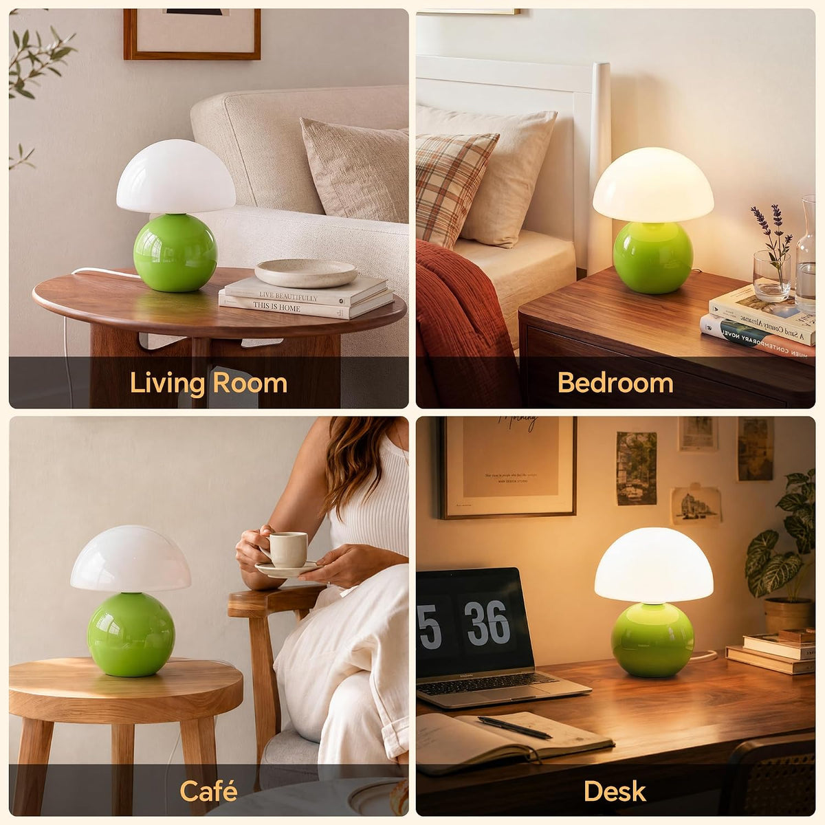Mushroom Lamp Table Lamp for Bedroom-Small Desk Table Lamps,Orange