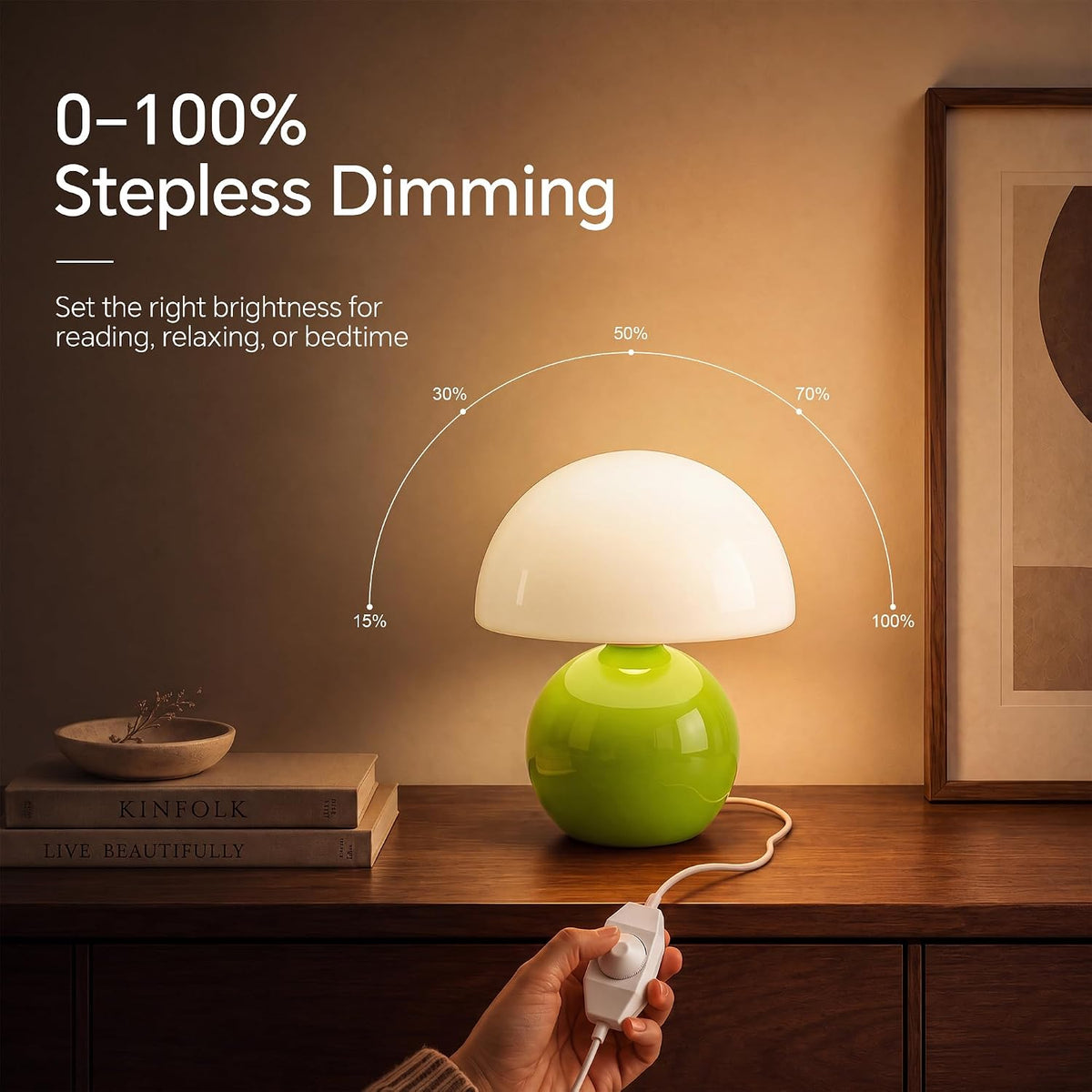 Mushroom Lamp Table Lamp for Bedroom-Small Desk Table Lamps,Orange
