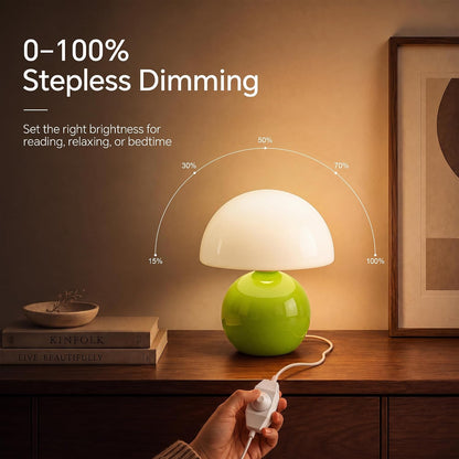 Mushroom Lamp Table Lamp for Bedroom-Small Desk Table Lamps,Orange