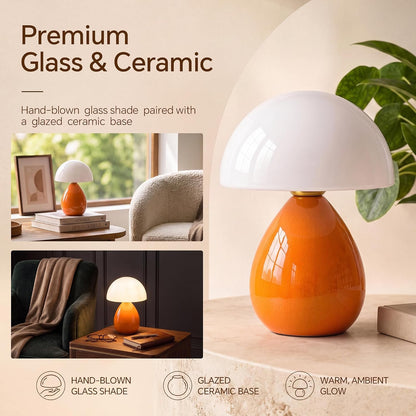 Mushroom Lamp Table Lamp for Bedroom-Small Desk Table Lamps,Orange