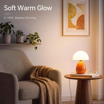 Mushroom Lamp Table Lamp for Bedroom-Small Desk Table Lamps,Orange