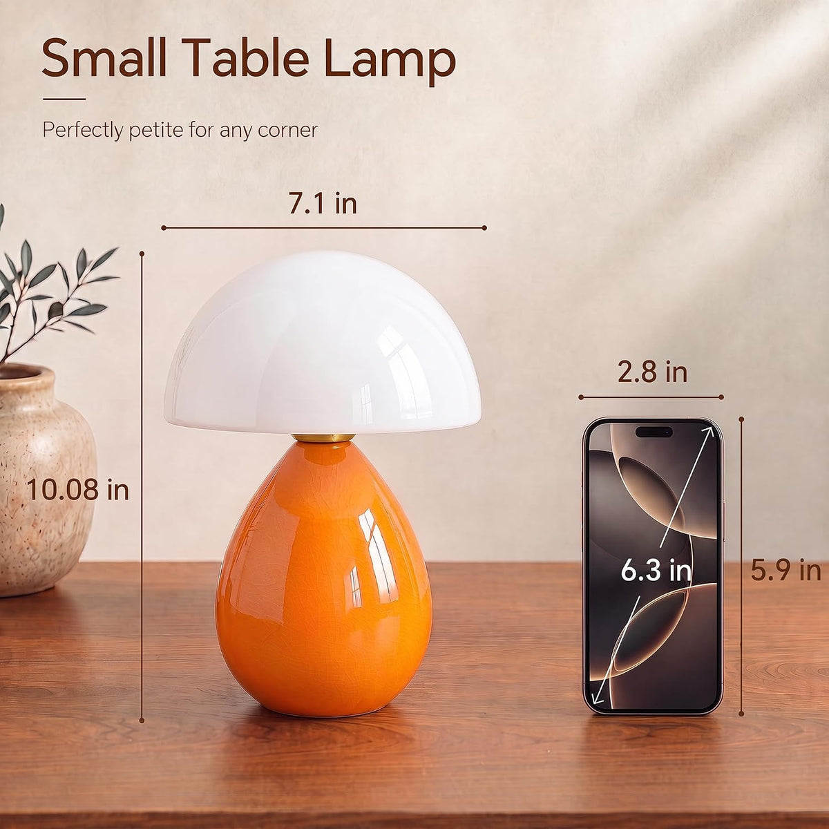 Mushroom Lamp Table Lamp for Bedroom-Small Desk Table Lamps,Orange