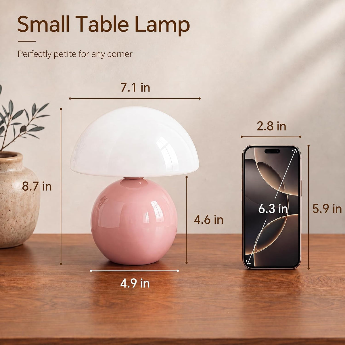 Mushroom Lamp Table Lamp for Bedroom-Small Desk Table Lamps,Orange