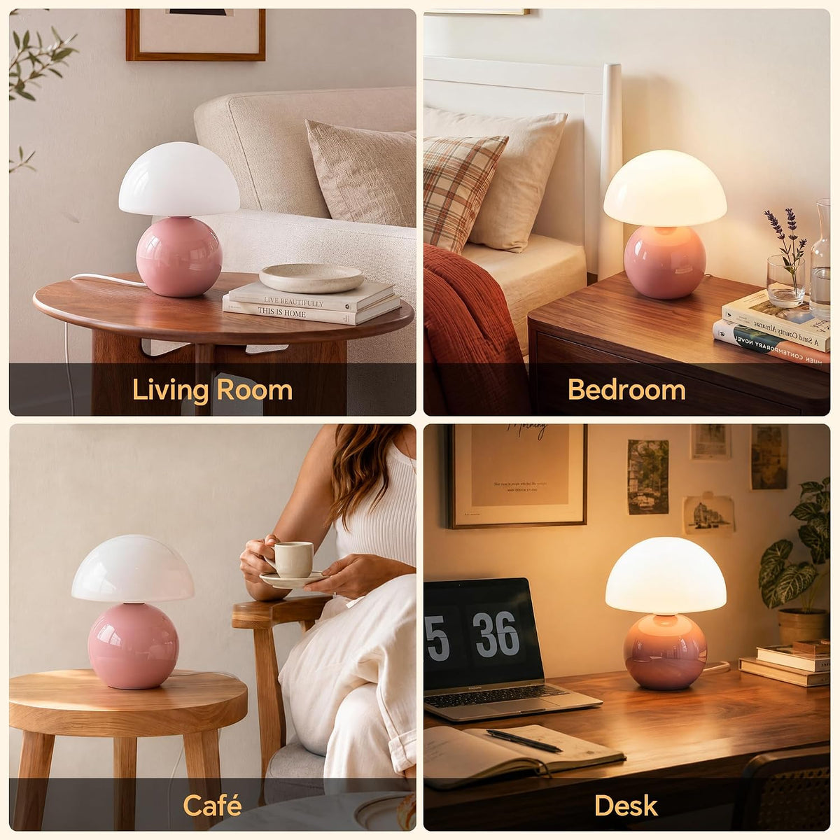 Mushroom Lamp Table Lamp for Bedroom-Small Desk Table Lamps,Orange