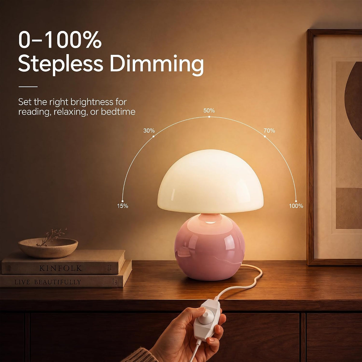 Mushroom Lamp Table Lamp for Bedroom-Small Desk Table Lamps,Orange