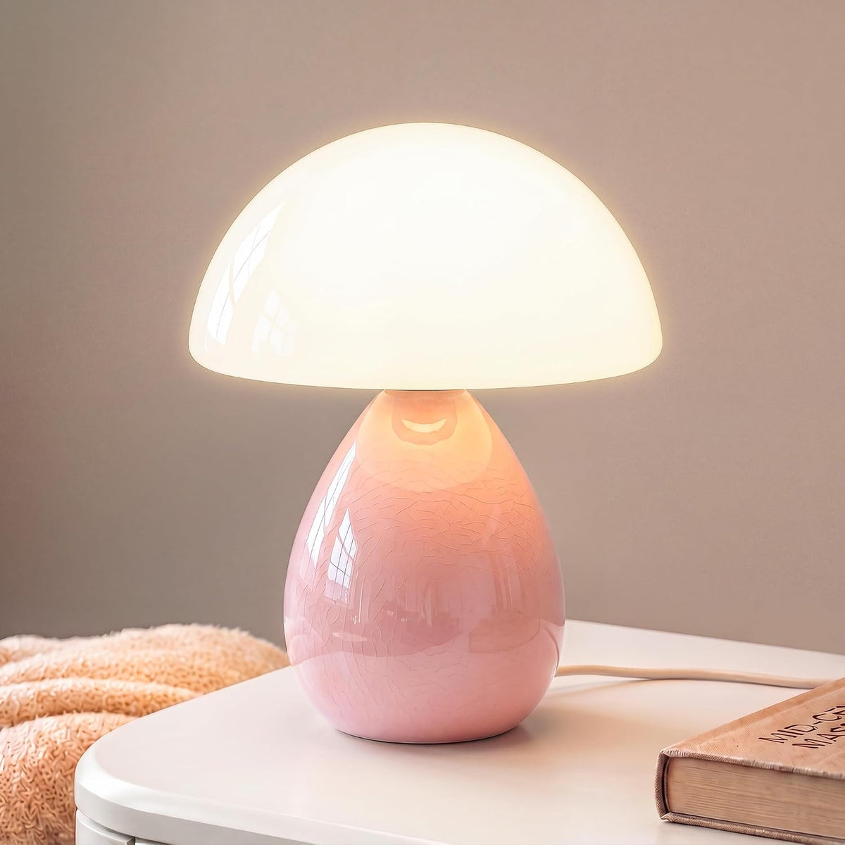 Mushroom Lamp Table Lamp for Bedroom-Small Desk Table Lamps,Orange