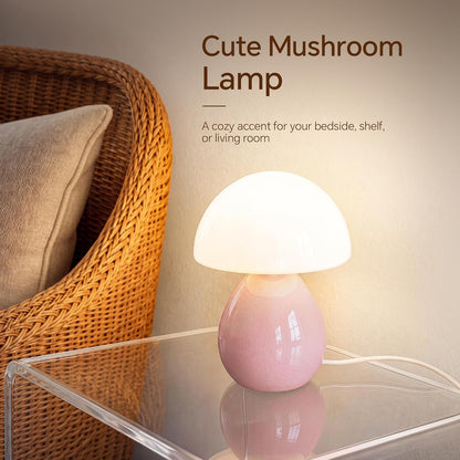 Mushroom Lamp Table Lamp for Bedroom-Small Desk Table Lamps,Orange