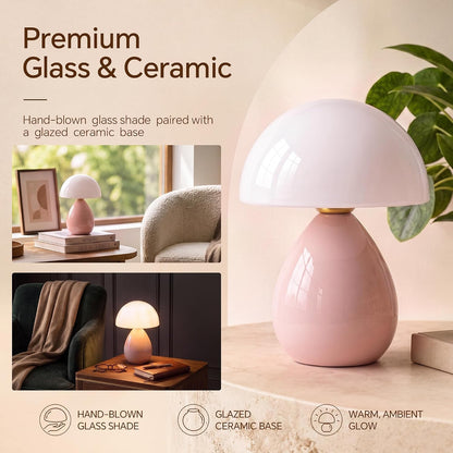 Mushroom Lamp Table Lamp for Bedroom-Small Desk Table Lamps,Orange